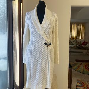 NWOT Calvin Klein Winter White Sweater Dress, no flaws,measurements in photos.